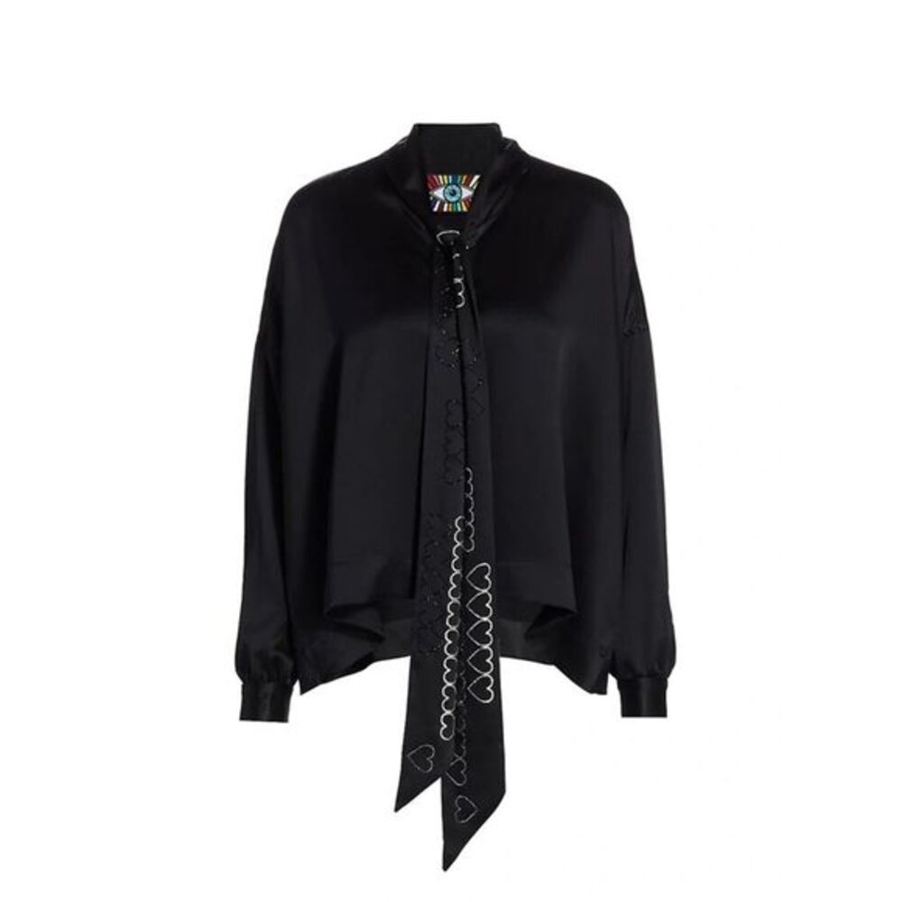LIBERTINE Heart Silk Tie-neck Blouse